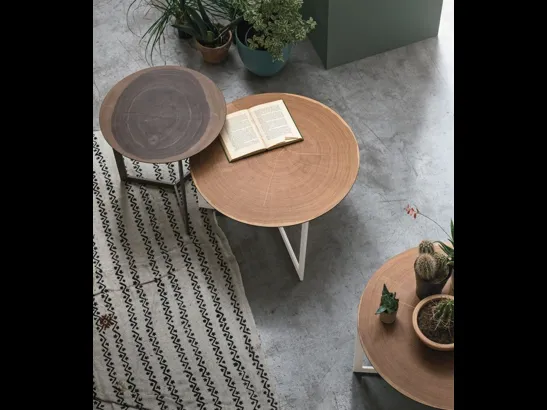 Tavolino con base a più finiture Joy Wood di Tomasella