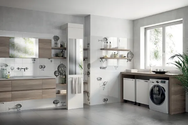 Mobile bagno lavanderia in olmo