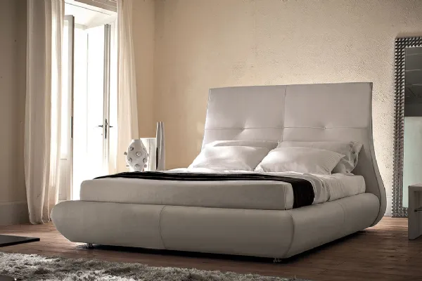 Letto Matisse bianco con testiera bombata verso il basso
