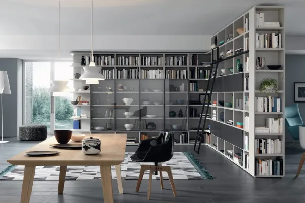 Libreria componibile divisoria di design in laccato opaco Comp M5C88 di Sangiacomo