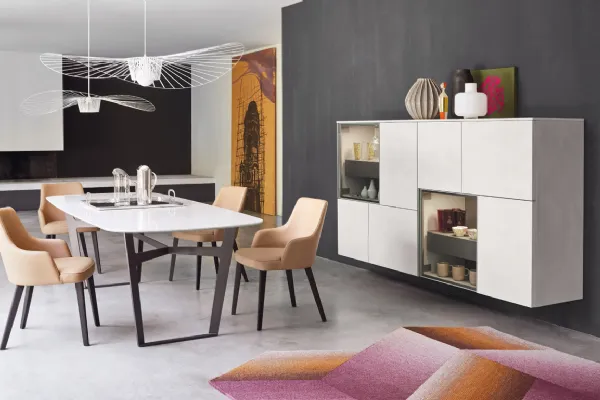 Madia di design in laccato e vetro L5C40 di Sangiacomo