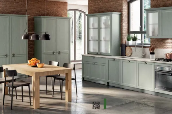 Cucina Classica in linea con ante in vetro Carattere 04 di Scavolini