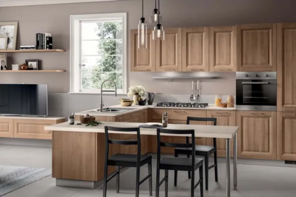 Cucina su misura con penisola e piano in laminato Family 01 di Scavolini