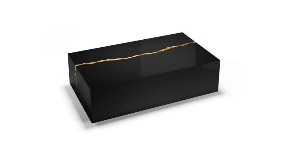 Tavolino in legno laccato Impact 40 con decoro in oro di Reflex