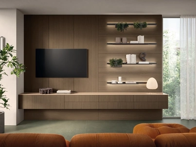 Parete Attrezzata Living Essenza 01 in decorativo Quercia di Scavolini