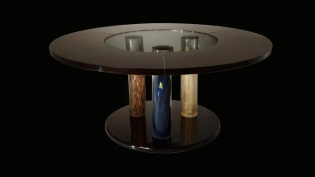 Tavolo di design con top in vetro e legno e base in vetro di Murano Nautilus 72 di Reflex