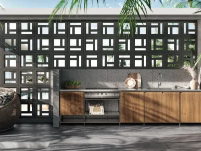Cucina Moderna lineare in tek Formalia Outdoor 05 di Scavolini