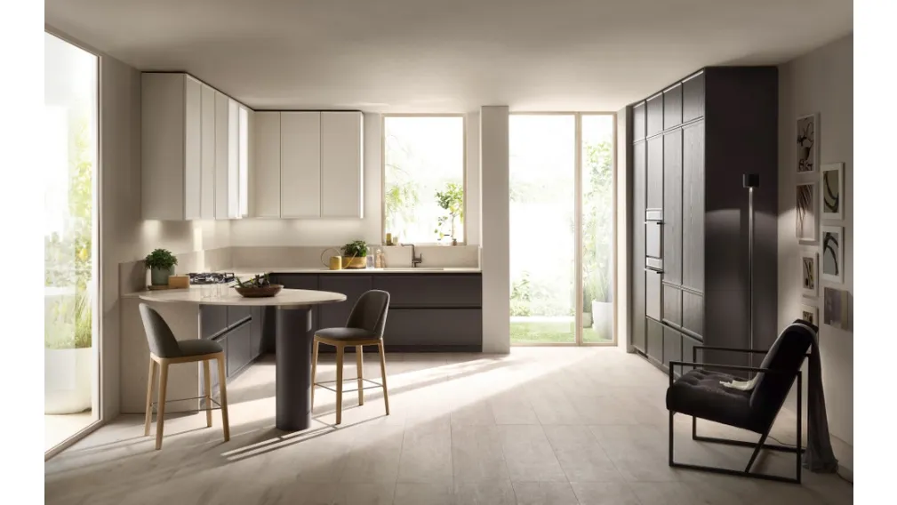 Cucina Moderna con penisola Poetica 07 in Frassino di Scavolini