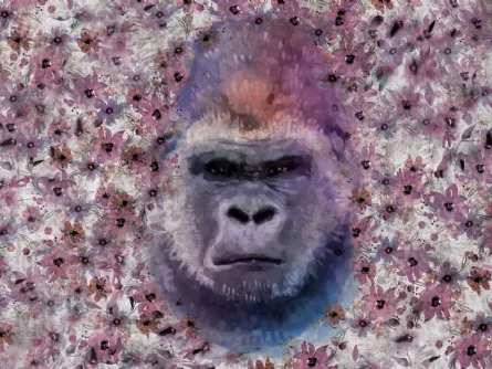 Carta da parati Monkey Kong dai toni viola di Instabilelab