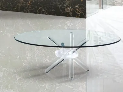 Tavolino rotondo in vetro Arlequin di Reflex