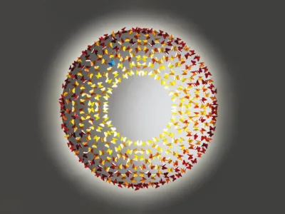 Specchio decorativo Dreamcatcher con farfalle in vetro dipinte a mano di Reflex