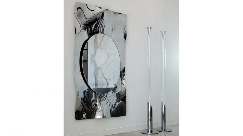 Specchio con cornice in acciaio Impact Supersilver di Reflex