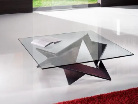 Tavolino con base in legno laccato e top in vetro Mathematique 40 di Reflex