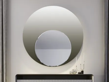 Specchio con pannello tondo in vetro sfumato e specchio tondo in vetro extrachiaro Nuance di Reflex