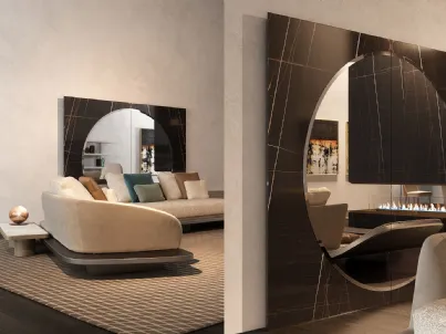 Specchio con cornice in vetro effetto marmo Mondrian di Reflex