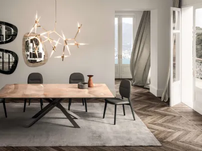 Specchio con cornice in Marble Glass Sahara Noir Lucido e Marble Glass Onice Lucido Miami Vice di Ozzio