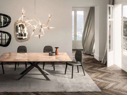 Specchio con cornice in Marble Glass Sahara Noir Lucido e Marble Glass Onice Lucido Miami Vice di Ozzio