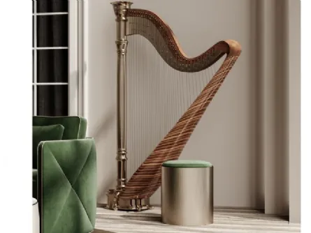 Pouf a cilindro con finitura metallica e seduta imbottita rivestita in tessuto Tau 40 Steel di Reflex