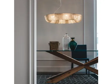 Lampada a sospensione composta da catenelle in alluminio Cellini di Cattelan Italia