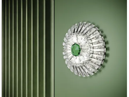 Lampada da parete in vetro extrachiaro con diamante centrale in colore verde Diamante Applique di Reflex