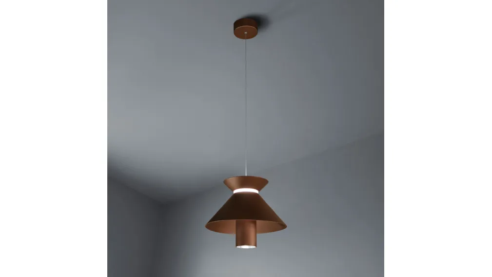 Lampada a sospensione in metallo marrone ossidato Hollyaudrey di Vivida International