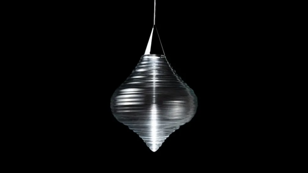 Lampada a sospensione in vetro di Murano soffiato trasparente con supporto in vetro verniciato nero Sheherazade di Reflex