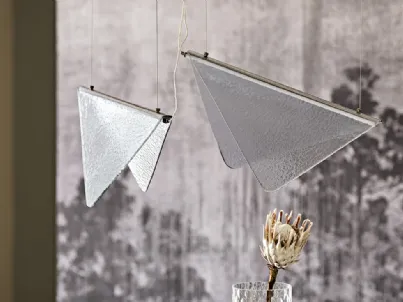 Lampada a sospensione con paralume in vetro artistico decorato trasparente Velar di Cattelan Italia