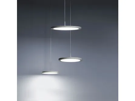 Lampada a sospensione in metallo con tre dischi luminosi Mystery di Vivida International