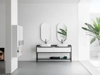 Mobile da Bagno in laccato opaco con piano in gres B201 BD003 di Compab