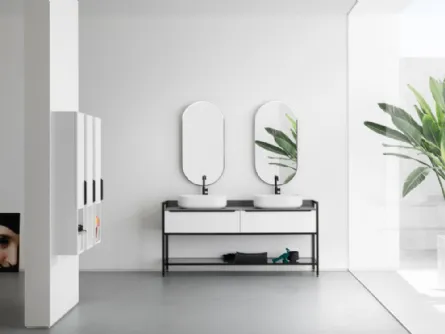 Mobile da Bagno in laccato opaco con piano in gres B201 BD003 di Compab