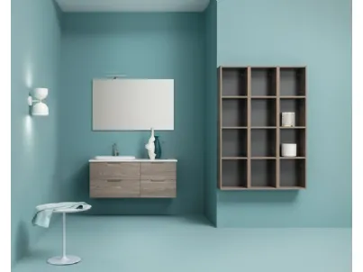 Mobile da Bagno sospeso in melaminico effetto legno con piano e lavabo in ceramica UPDATE UP 006 di Compab