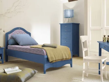 Cameretta per bambini in legno laccato Bianco e Blu Comp 115 di Valplana