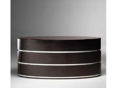 Comò in legno curvato e top in vetro con particolari tra i cassetti in pelle Giulietta-Romeo di Reflex