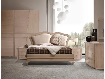 Letto con testiera in ecopelle e legno Motivi L2MON di Ferretti e Ferretti