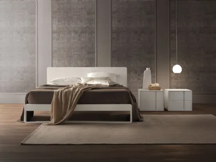 Letto Martin laccato Lino Opaco finitura testata oleomalta decorazione Pizzo di Olivieri