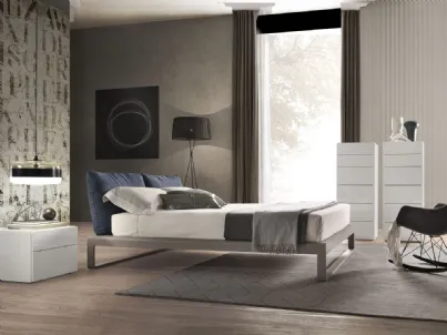 Letto Martin Rovere Cenere con cuscini testata in Econabuk di Olivieri