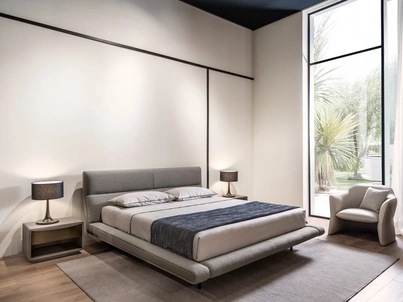 Letto Sharon in tessuto di lino di Cantori