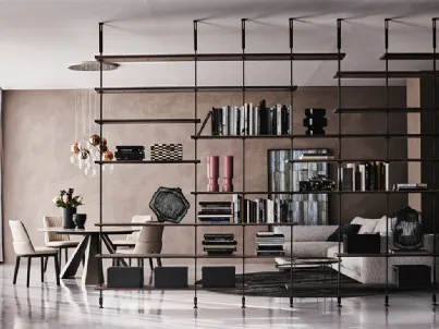 Libreria divisoria in legno e acciaio verniciato Airport di Cattelan Italia