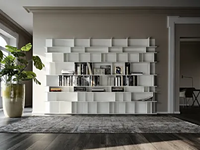 Libreria a muro in MDF laccato bianco Wally di Cattelan Italia