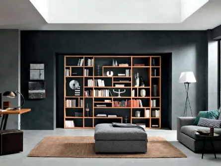 Libreria a muro capiente in legno chiaro Mixer CM10 di FGF Mobili