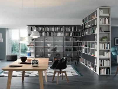 Libreria Modo Angolare Divisoria in laccato opaco e vetro di Sangiacomo