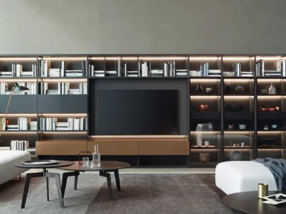Libreria Modo M6C62 in laccato metallo Bronzo di Sangiacomo