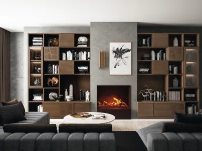 Libreria Motivi composizione 130 in legno finitura Castoro Fumé di Ferretti e Ferretti