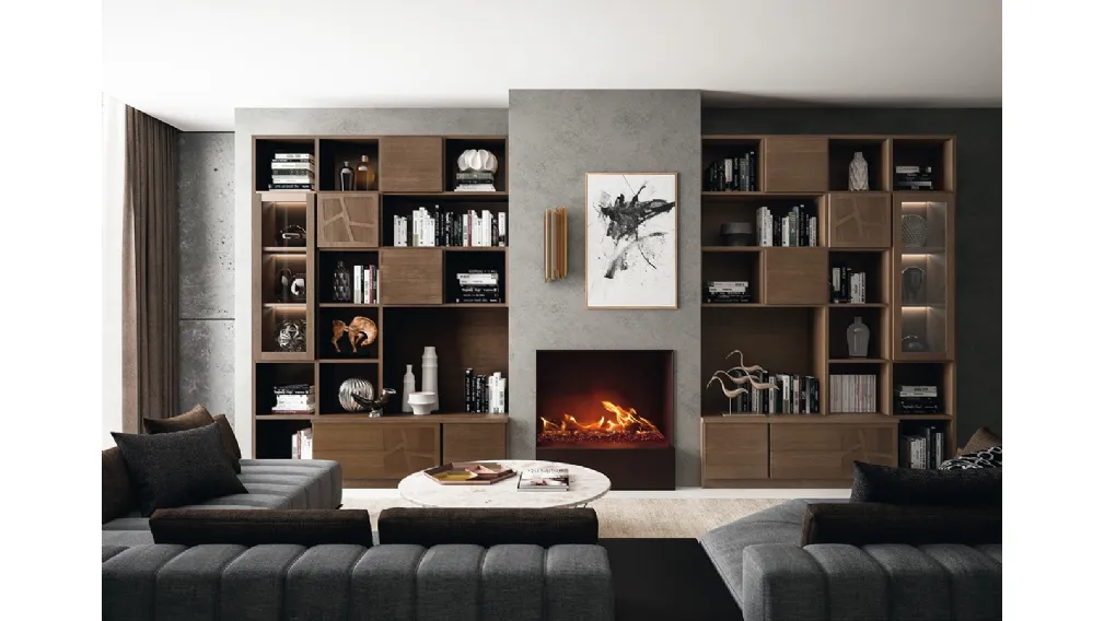 Libreria Motivi composizione 130 in legno finitura Castoro Fumé di Ferretti e Ferretti