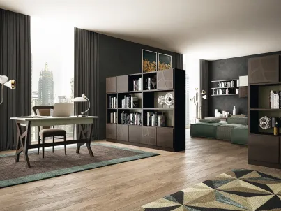 Libreria divisoria Motivi composizione 150 in legno finitura Avana Scuro di Ferretti e Ferretti