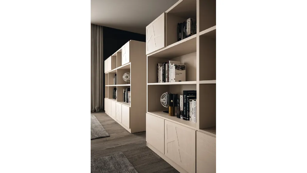 Libreria divisoria Motivi composizione 150 in legno finitura Grigio Tortora di Ferretti e Ferretti