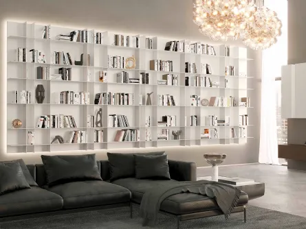 Libreria Movida Laccata Lino con Retroilluminazione di Olivieri
