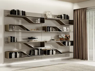 Libreria di design modulare a incastro in legno laccato Segno di Reflex