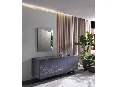 Madia Art Laccata Grigia con decorazione in resina vetrificata di Riflessi