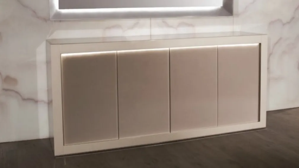 Madia in vetro laccato lucido con struttura in legno Avantgarde Credenza Luce di Reflex